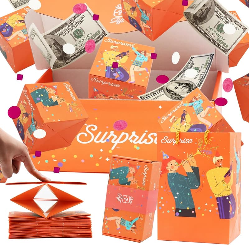 Explosive Cash Gift Box with Confetti for Birthdays & Anniversaries