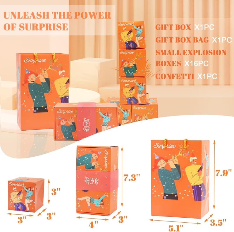 Explosive Cash Gift Box with Confetti for Birthdays & Anniversaries