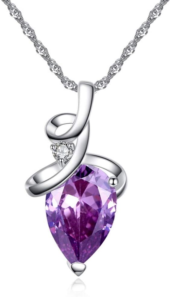 Amethyst Heart Pendant Necklace in 18K Rose Gold for Women