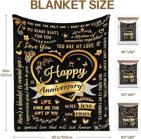 Wedding Anniversary Blanket for Wife, 40