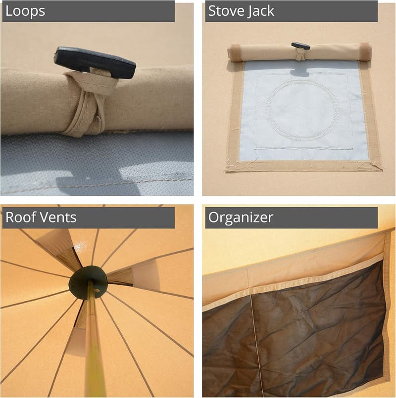 Luxury 4-Season Waterproof Canvas Bell Tent with Stove Jack