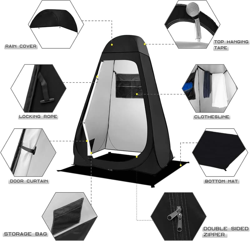 Portable Privacy Shower Tent for Camping - Waterproof & UPF 50+