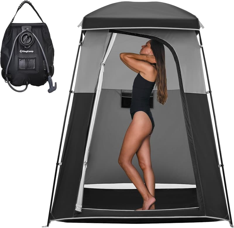Portable Outdoor Privacy Shower Tent with Dressing Room & Shower Bag