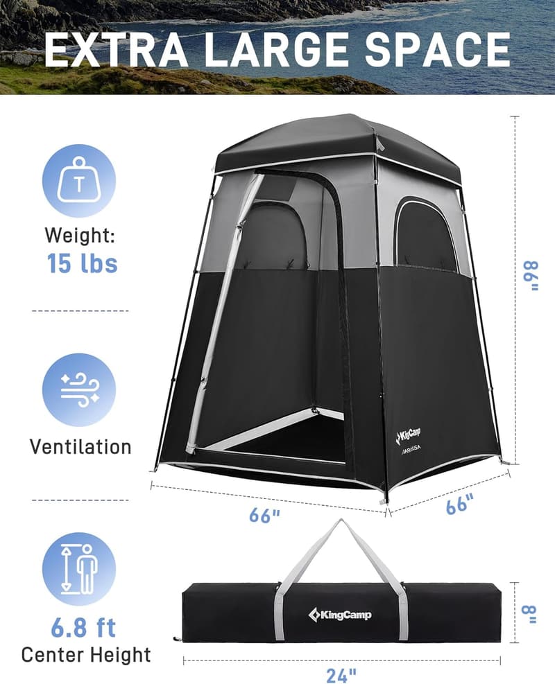 Portable Outdoor Privacy Shower Tent with Dressing Room & Shower Bag