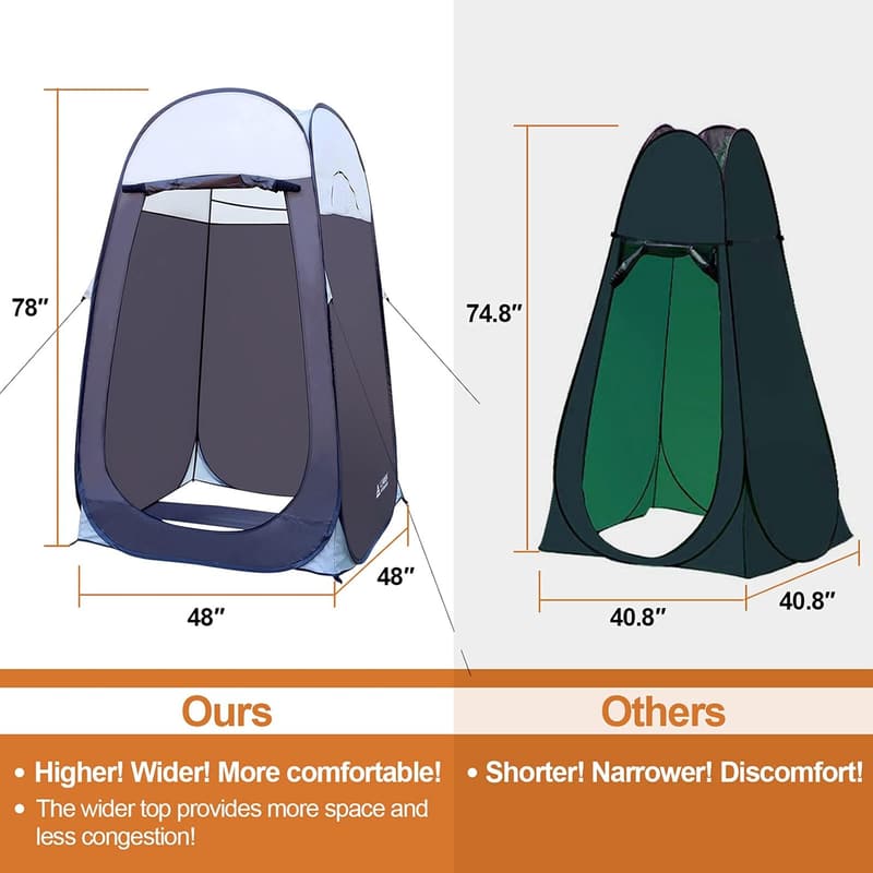 Portable Pop-Up Shower Tent for Camping Privacy - Extra Large