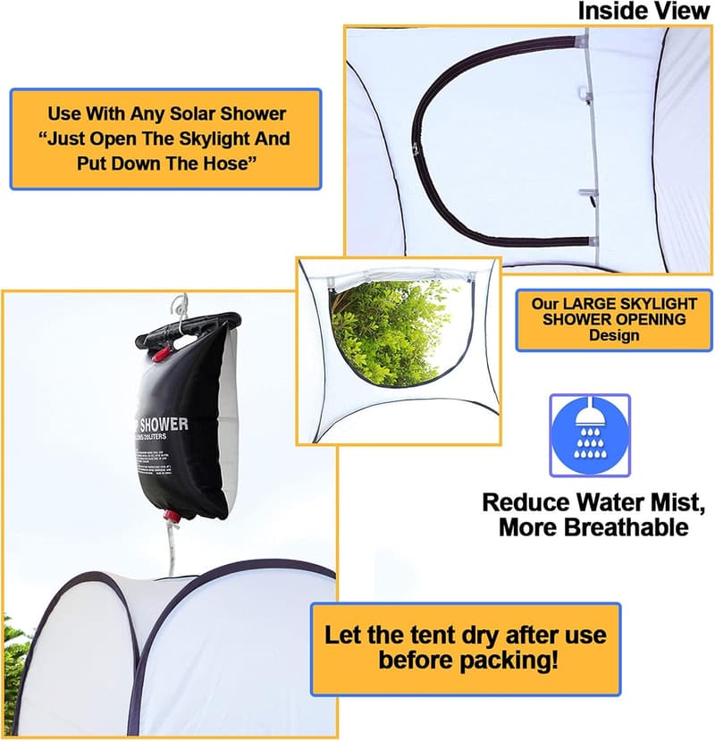 Portable Pop-Up Shower Tent for Camping Privacy - Extra Large