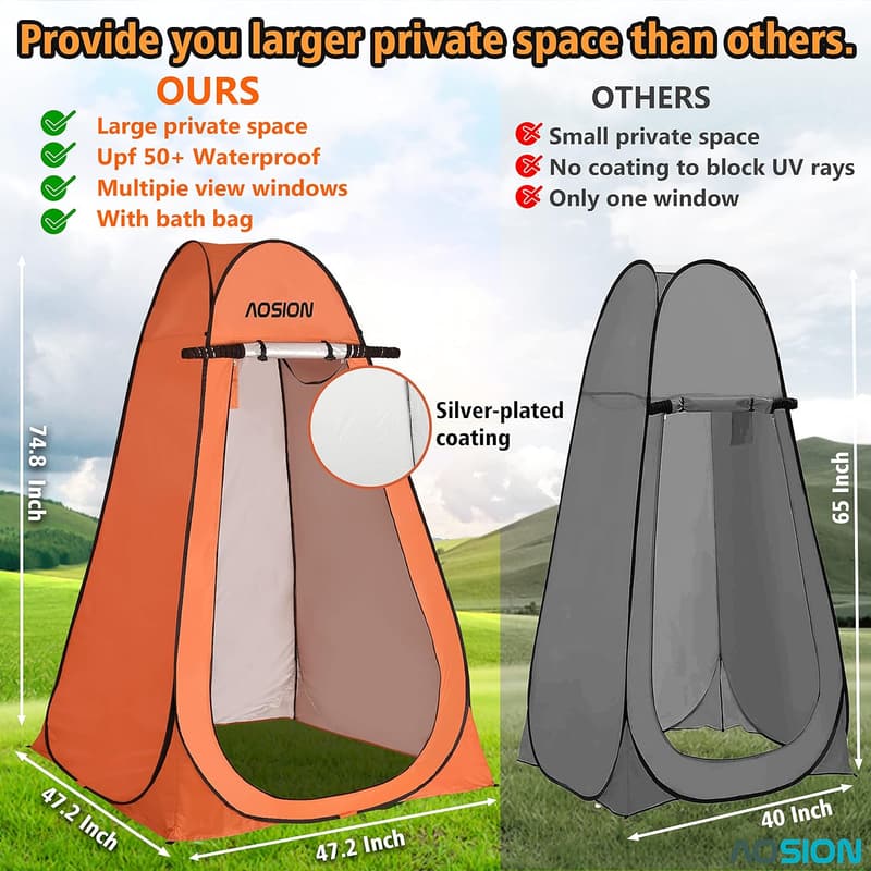 Pop Up Privacy Shower Tent for Camping and Outdoor Use
