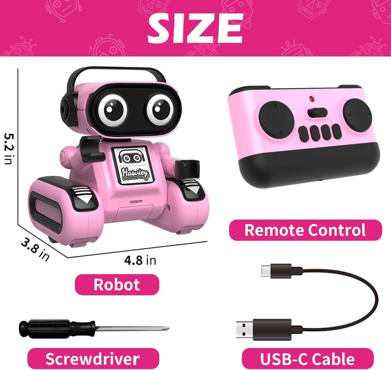 Rechargeable Remote Control Robot Toy for Girls 5-7 – Pink