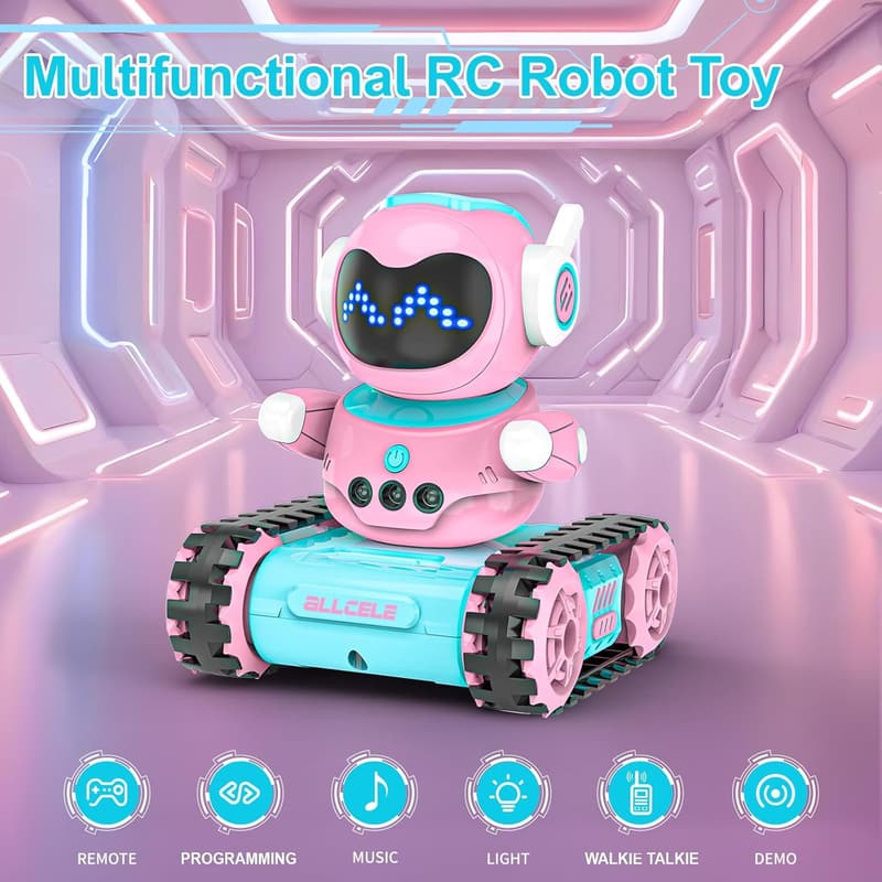 Remote Control Robot Toy for Girls, LED & Programming Functions