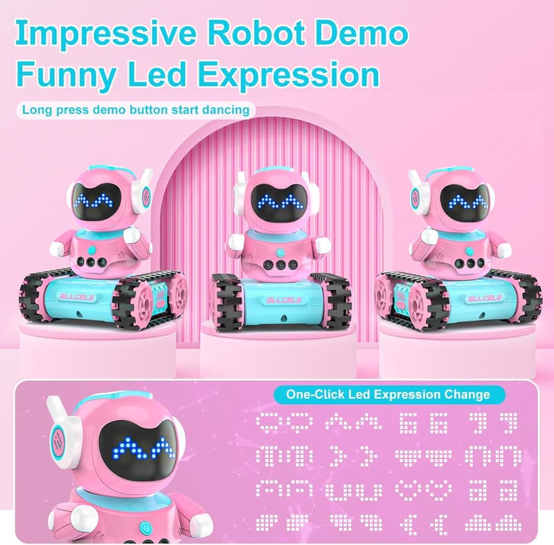 Remote Control Robot Toy for Girls, LED & Programming Functions