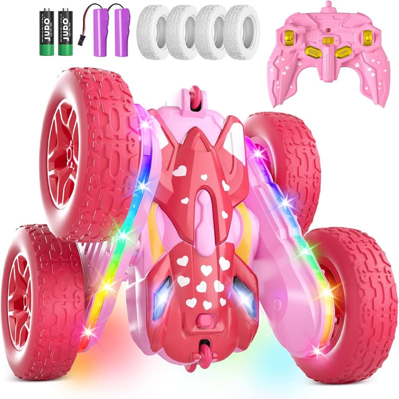 Pink Stunt RC Car for Girls - 360° Rotating, 4WD