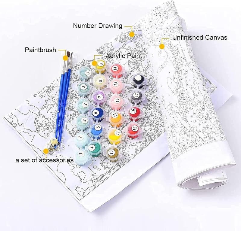 Castle Night Paint by Numbers Kit for Adults and Kids, 16x20