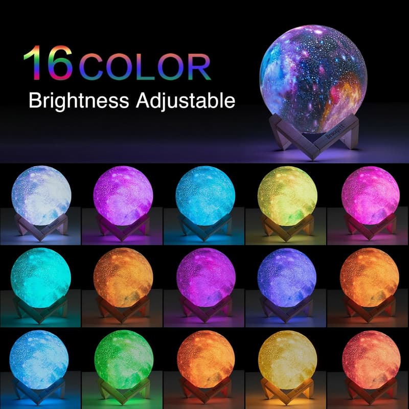 Upgraded 3D Moon Lamp with 16 Colors - 4.7 Inch Night Light