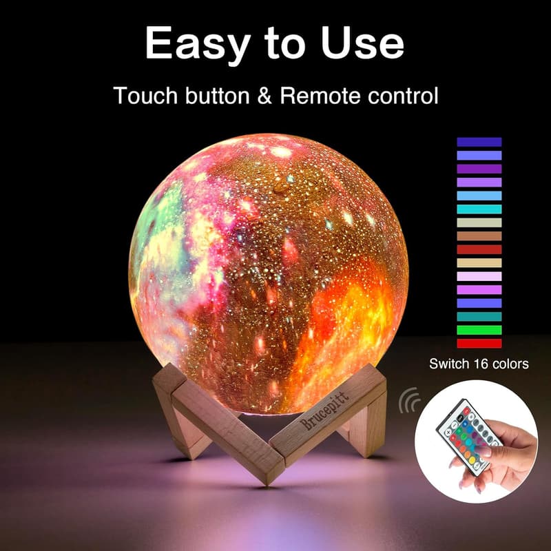 Upgraded 3D Moon Lamp with 16 Colors - 4.7 Inch Night Light