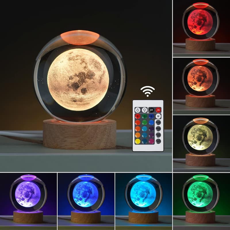 16-Color 3D Moon Lamp with Remote Control - Perfect Teen Birthday Gift