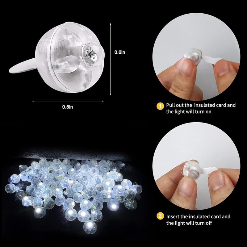 100pcs White LED Balloon Lights for Events and Parties