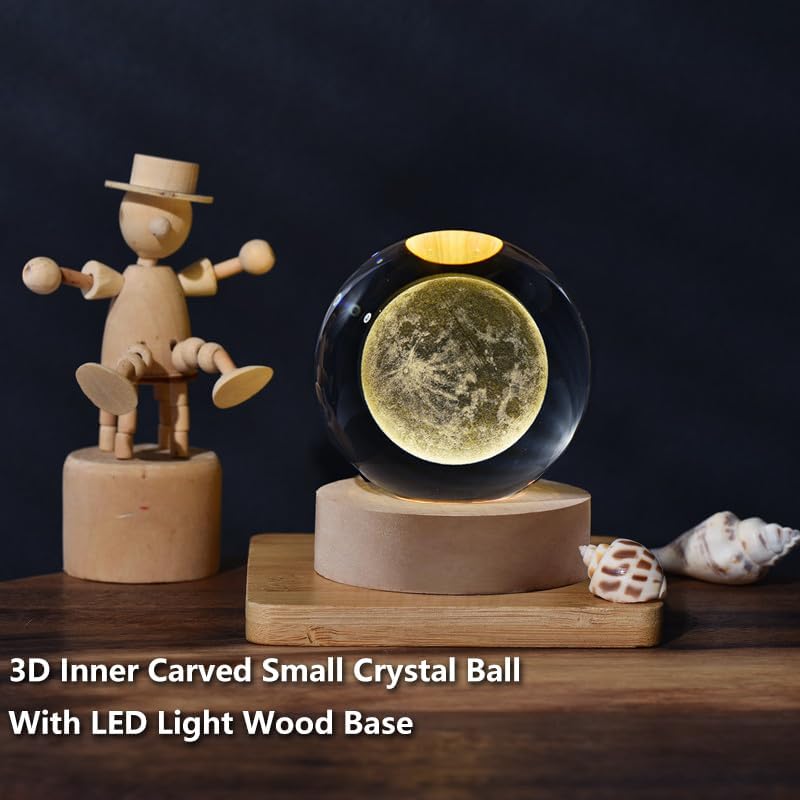Laser Engraved 3D Moon Crystal Ball - Astronomy Decor