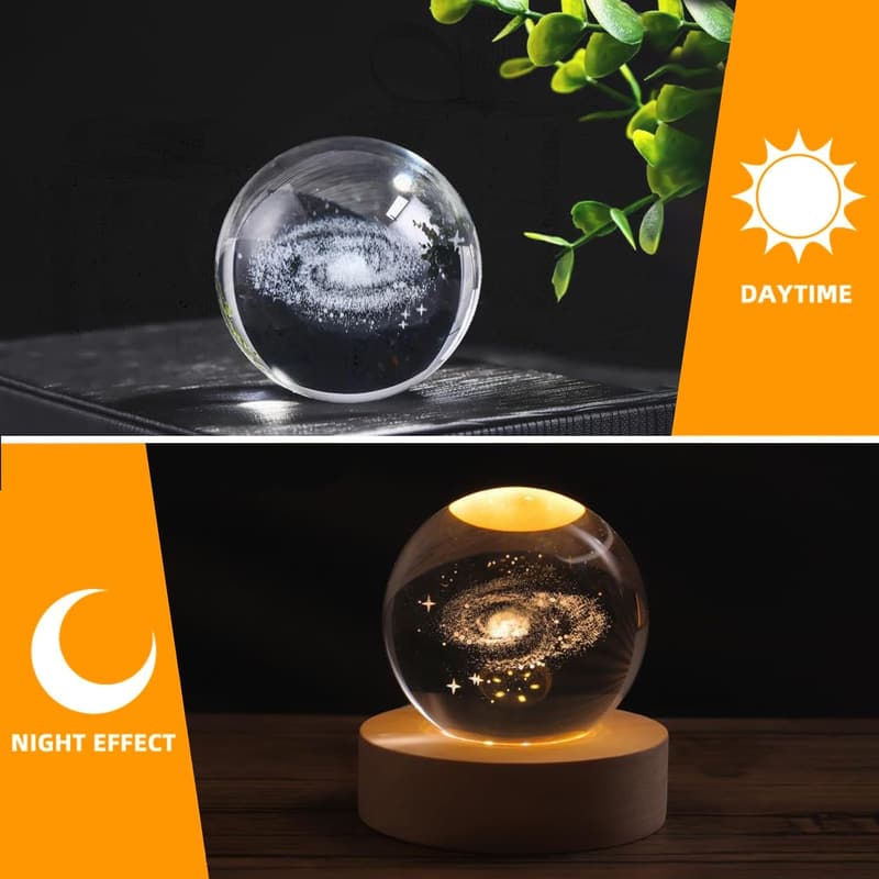 Laser Engraved 3D Moon Crystal Ball - Astronomy Decor