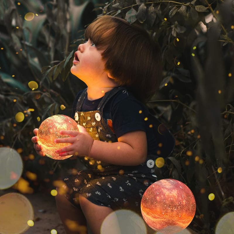 16-Color 3D Printed Moon Lamp with Remote - Kids' Night Light