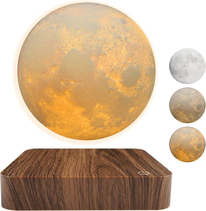 Magnetic Floating Moon Lamp with 3 Color Modes – Unique Desk Decor