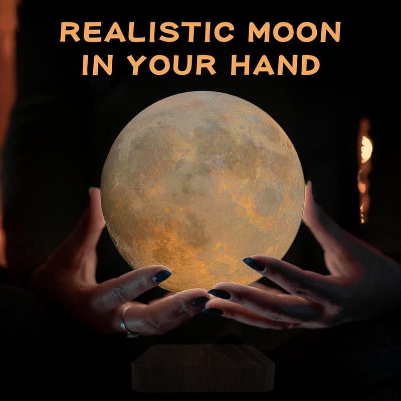 Magnetic Floating Moon Lamp with 3 Color Modes – Unique Desk Decor