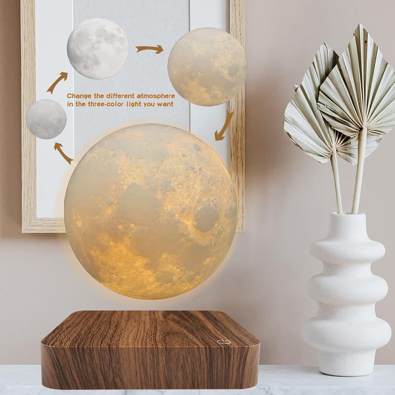Magnetic Floating Moon Lamp with 3 Color Modes – Unique Desk Decor