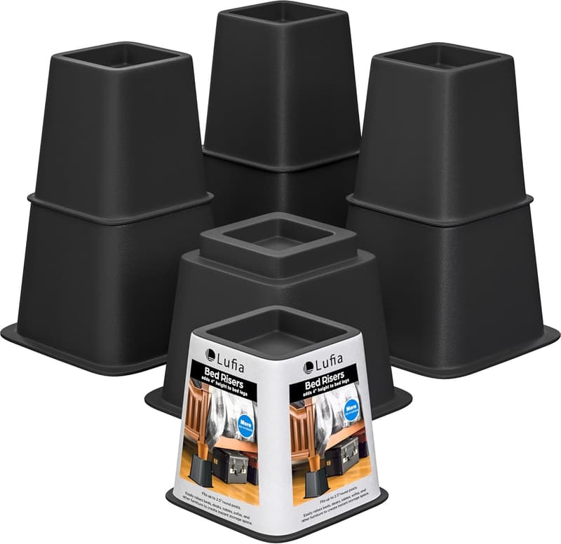 Adjustable Heavy-Duty Furniture Risers - 3, 5, 8 Inch (Black)