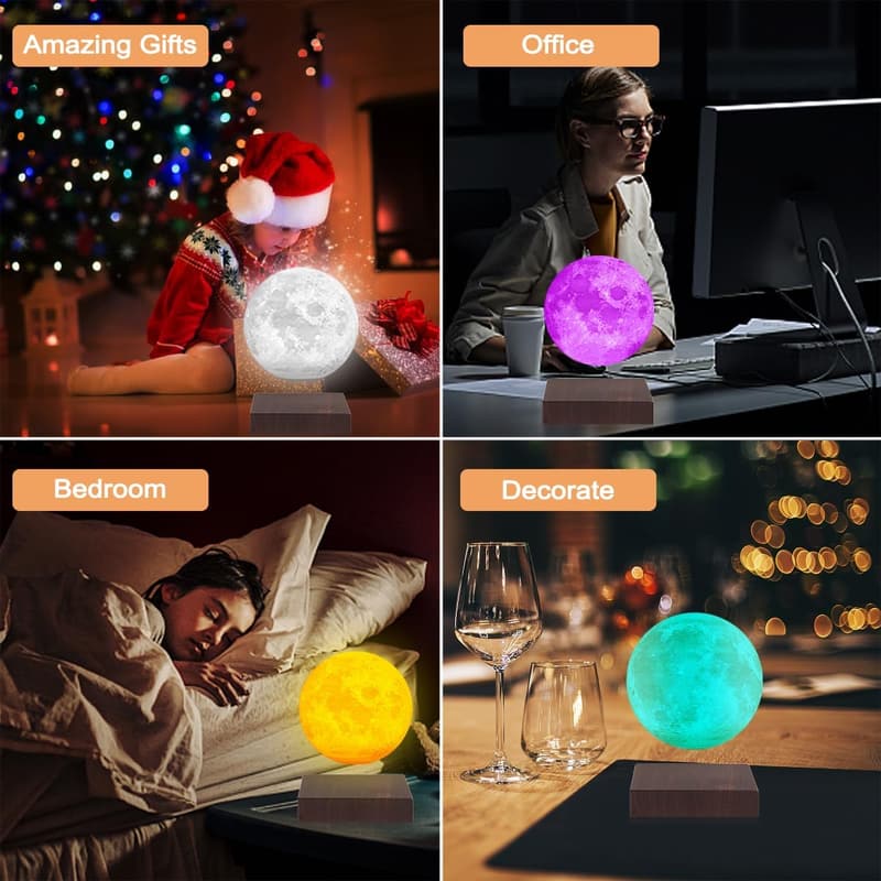 Magnetic Levitating 3D Moon Lamp - 16 Colors & 20 Modes