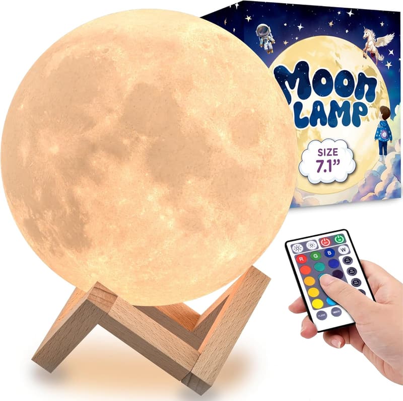 3D Moon Night Light with Multi-Color LED - Kids' Birthday Gift