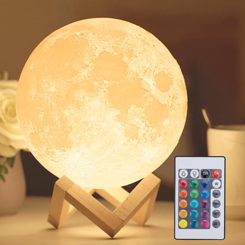 3D Moon Lamp with Remote Control - LED Night Light Gift for Kids