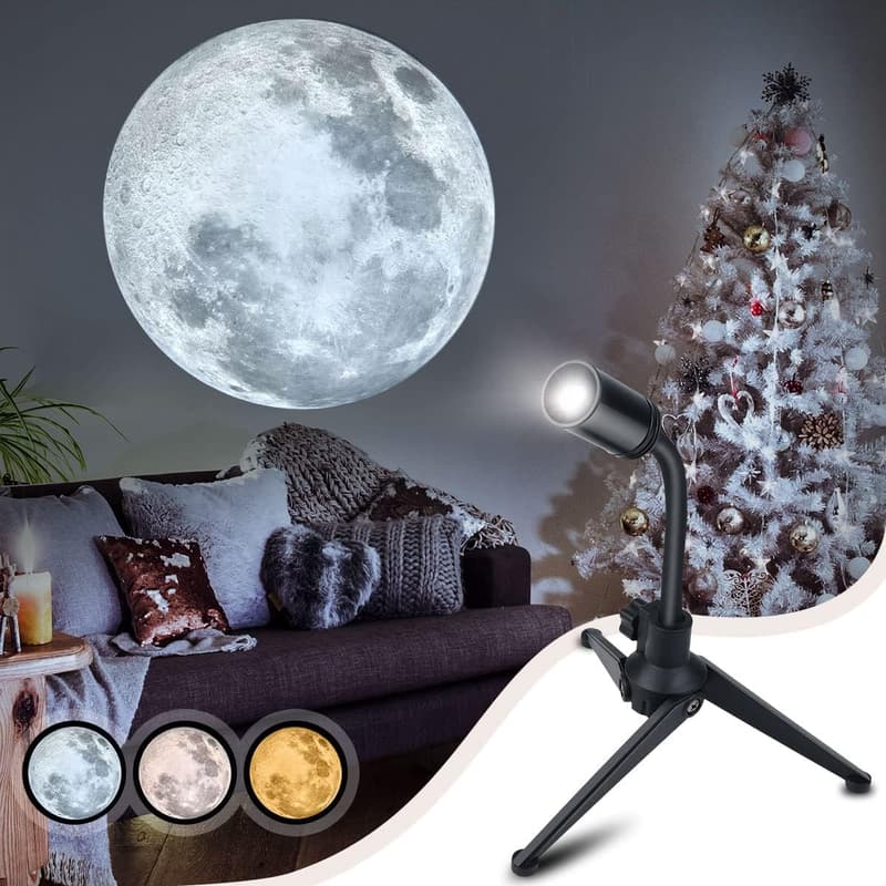 Moon Atmosphere Projector with Adjustable Brightness and USB Charging