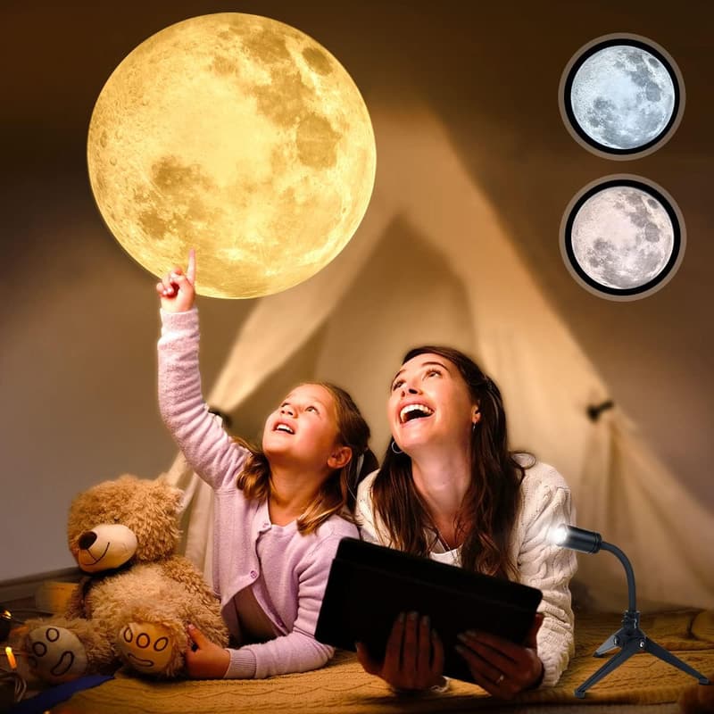 Moon Atmosphere Projector with Adjustable Brightness and USB Charging
