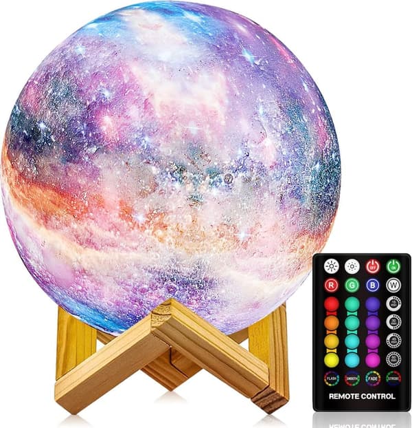 LED Moon Lamp, 16 Colors, 3D Printing, USB Rechargeable, Kids Gift