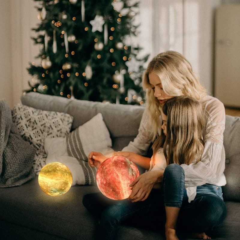 LED Moon Lamp, 16 Colors, 3D Printing, USB Rechargeable, Kids Gift
