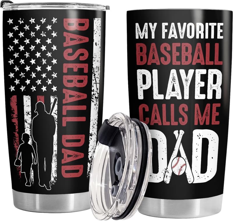 Baseball Dad 20 oz Stainless Steel Travel Tumbler