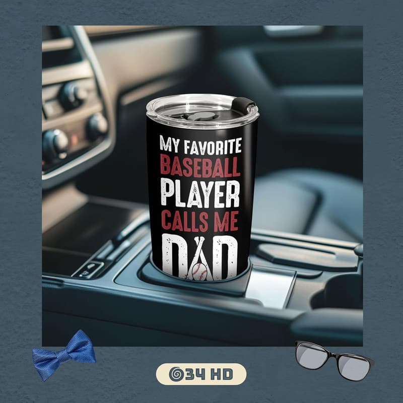 Baseball Dad 20 oz Stainless Steel Travel Tumbler