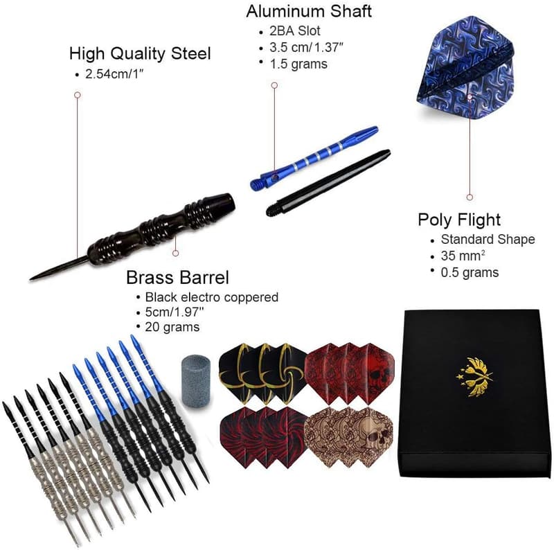 12-Pack Steel Tip Darts with Nonslip Barrels and Gift Box