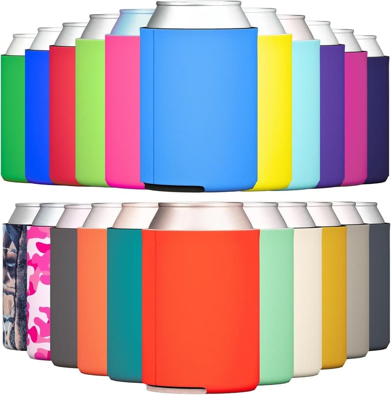 50-Pack Blank Beer Can Cooler Sleeves for Customization
