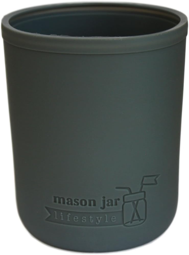 Silicone Sleeves for 16oz Canning Jars - Charcoal Gray, 2 Pack