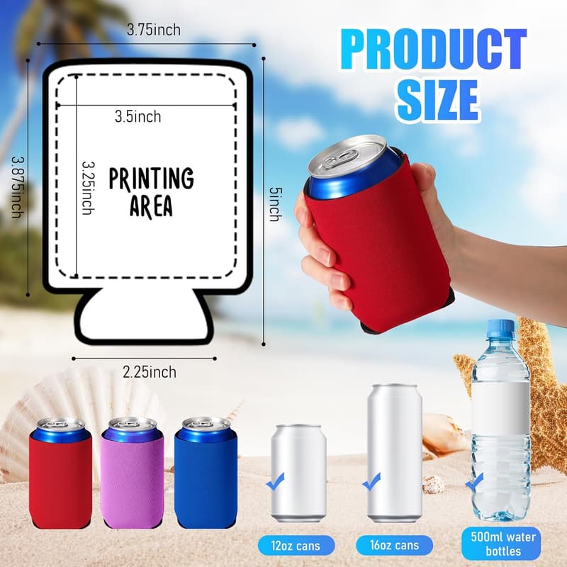 Neoprene Can Cooler Sleeves - 100 Pack for Parties