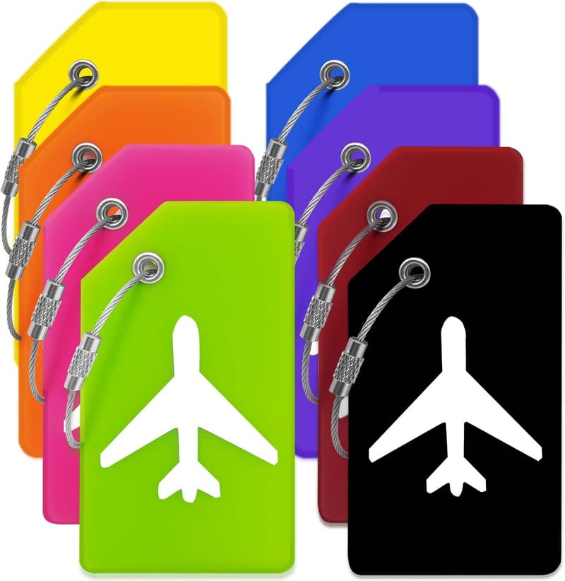 Colorful Silicone Luggage Tags, 8-Pack for All Ages