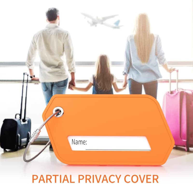 Bright Orange Silicone Luggage Tags, 4-Pack