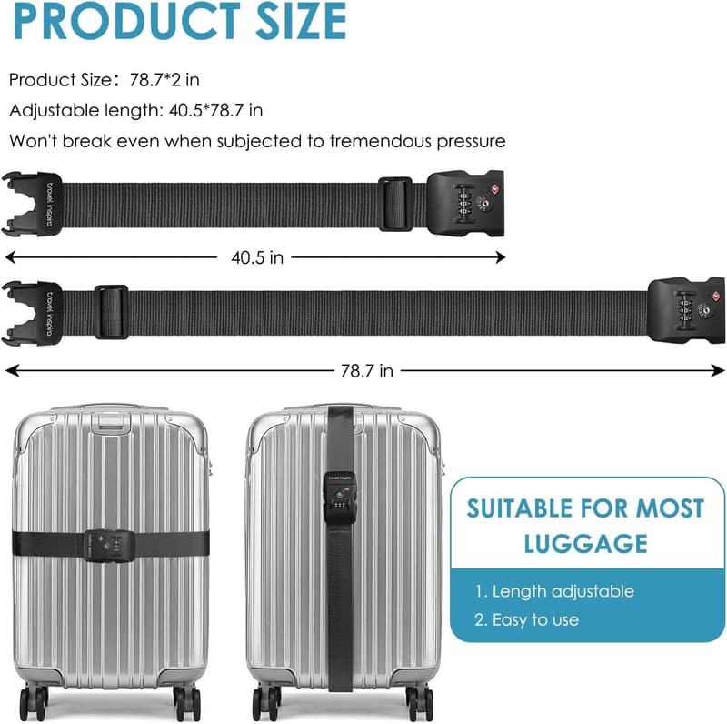 Adjustable TSA-Approved Luggage Straps for Easy Identification
