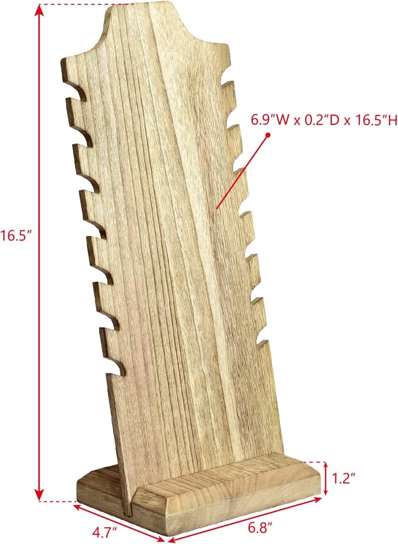 Wooden Necklace Display Stand - Freestanding Easel Holder (2 Pcs)