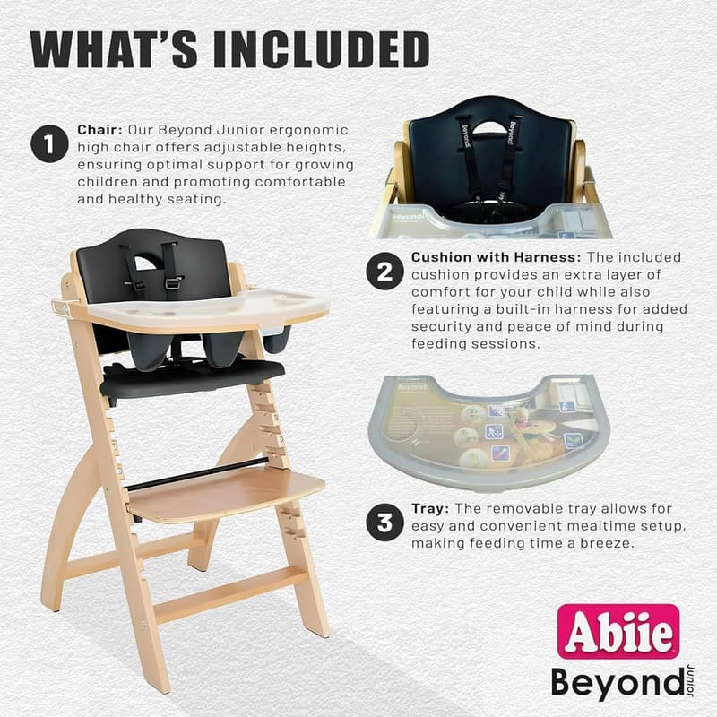 Adjustable Wooden High Chair with Tray for Babies and Toddlers
