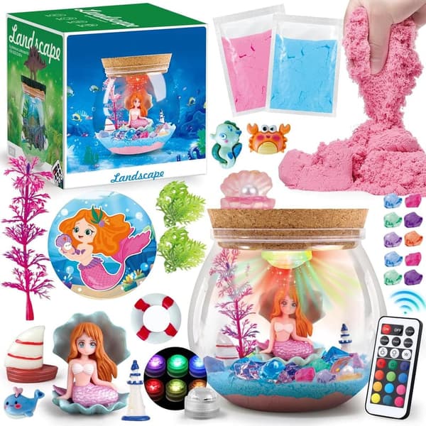 DIY Light-Up Mermaid Terrarium Kit for Girls Ages 6-12