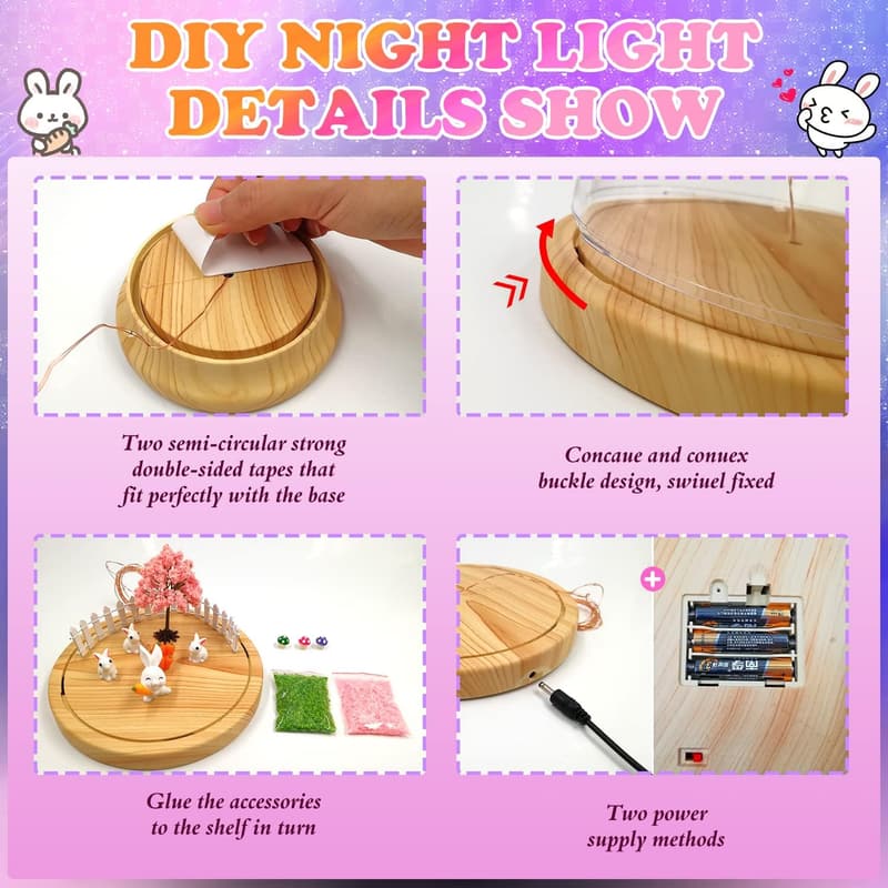 DIY Rabbit Night Light Kit for Girls - Creative USB Lamp Toy