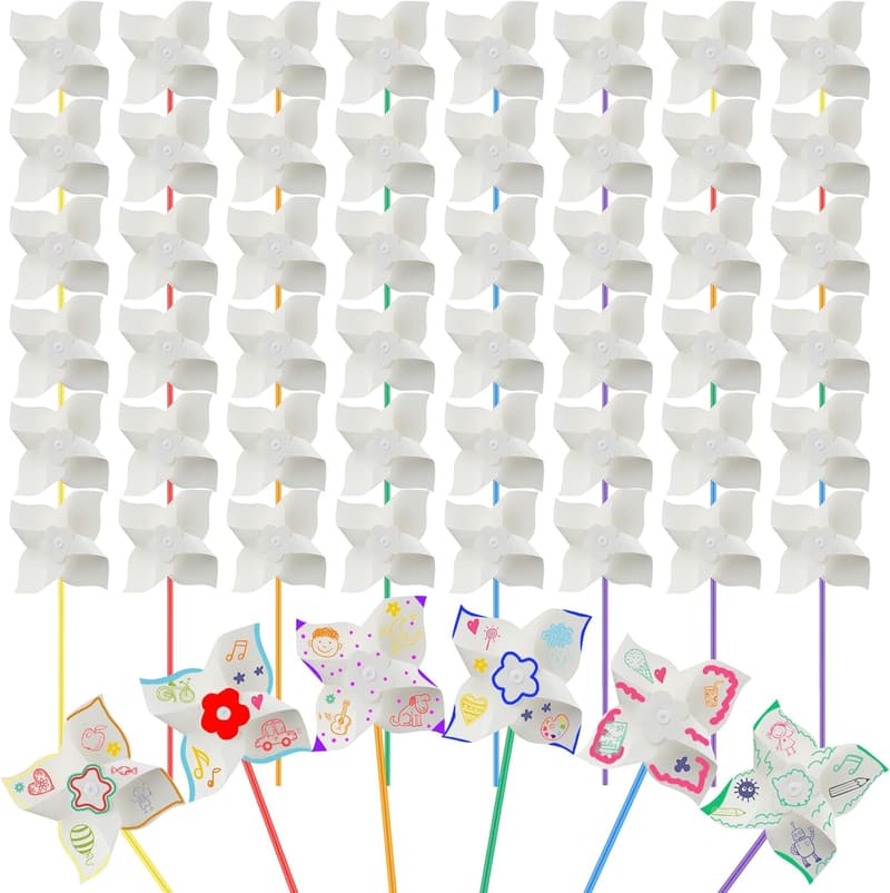 DIY Patriotic Pinwheels for Kids - 48 Pack Blank Craft, 5