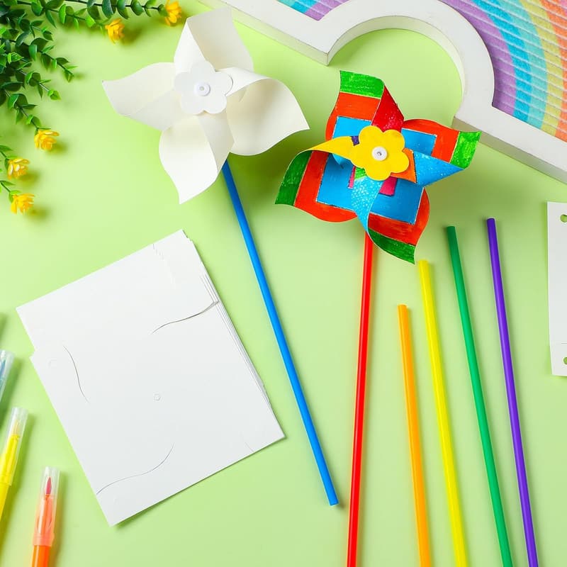DIY Patriotic Pinwheels for Kids - 48 Pack Blank Craft, 5