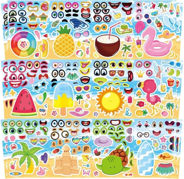 Tropical Luau Party Stickers - 24 Sheets for Kids